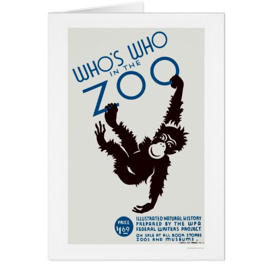 Zoo Guide Monkey 1937 WPA Cards (Front)