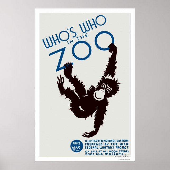 Zoo Guide Monkey 1937 WPA Poster (Front)