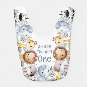 Zoo Jungle Safari Animal Wild One 1st Birthday Baby Bib