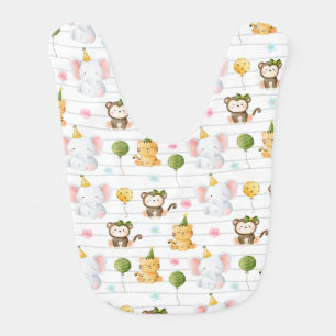 Zoo Jungle Safari Animal Wild One 1st Birthday  Baby Bib