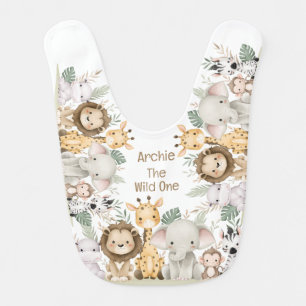 Zoo Jungle Safari Animal Wild One 1st Birthday  Baby Bib