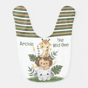 Zoo Jungle Safari Animal Wild One 1st Birthday  Baby Bib