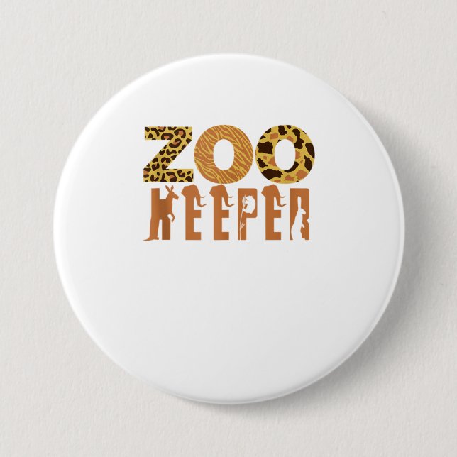 Zoo Keeper Animal Love Art Jungle Safari Exp Button (Front)