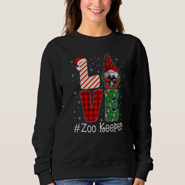 Zoo Keeper LOVE Gnome Funny Matching Pajama Christ Sweatshirt (Front)