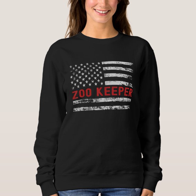 Zoo Keeper USA Flag Profession Retro Job Title Sweatshirt (Front)