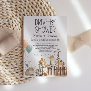 Zoo Nursery Animals Drive-By Baby Shower Invitation