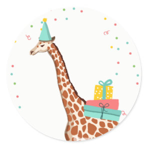 Zoo Party Animals Safari Jungle Wild Giraffe Classic Round Sticker
