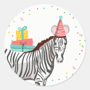 Zoo Party Animals Safari Jungle Wild Zebra Classic Round Sticker