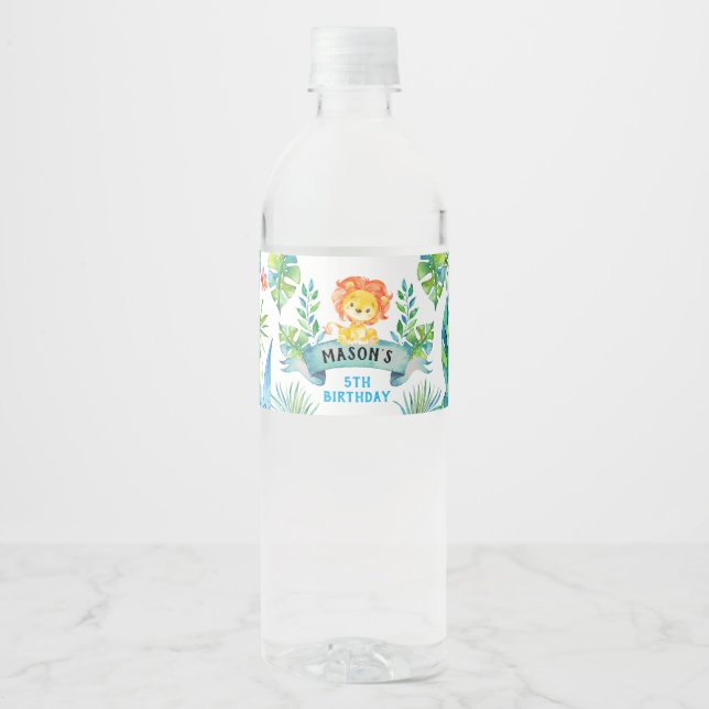 Zoo party label, Lion Water Bottle Label (Front)