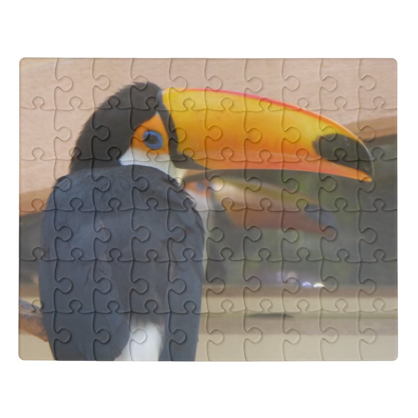 Zoo Puzzle: Colorful Mirrored Toucan Face Jigsaw Puzzle