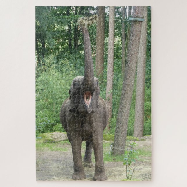Zoo Puzzle: Cute Happy Elephant Jigsaw Puzzle (Vertical)