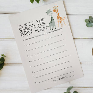 Zoo Safari Animal Baby Shower Guess Baby Food Game Flyer