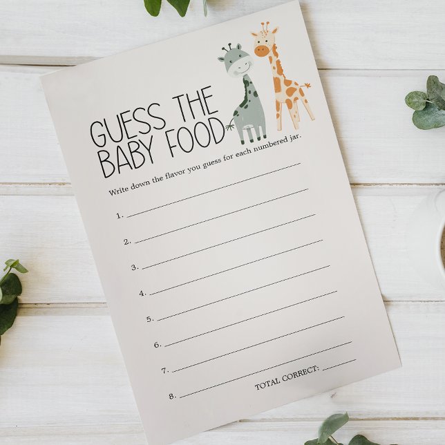 Zoo Safari Animal Baby Shower Guess Baby Food Game Flyer (Creator Uploaded)