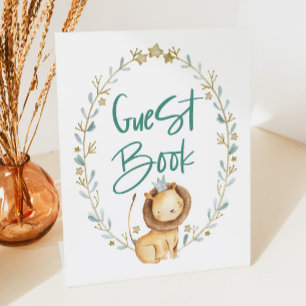 Zoo Safari Animal Lion Baby Shower Guest Book  Pedestal Sign