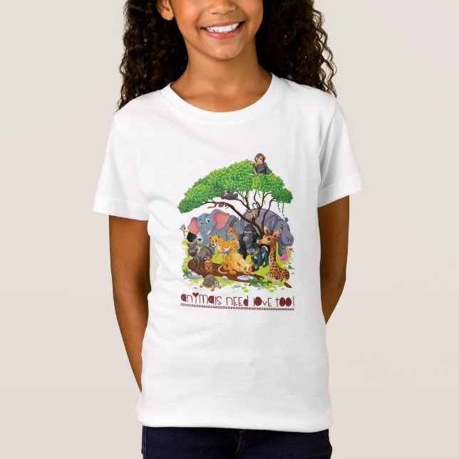 Zoo Safari Animals - Animals Need Love Too! T-Shirt (Front)
