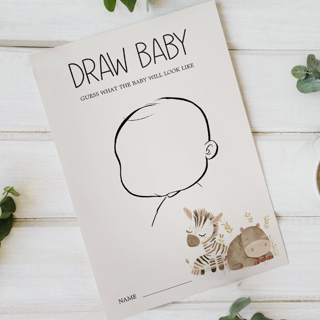 Zoo Safari Animals Baby Shower Draw Baby Game Flyer (Creator Uploaded)