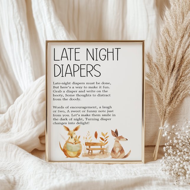 Zoo Safari Animals Baby Shower Late Night Diaper Poster (Creator Uploaded)