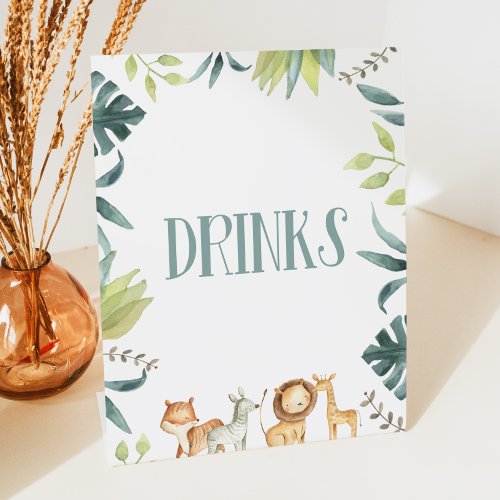 Zoo Safari Animals Drinks Drink Table Party Sign