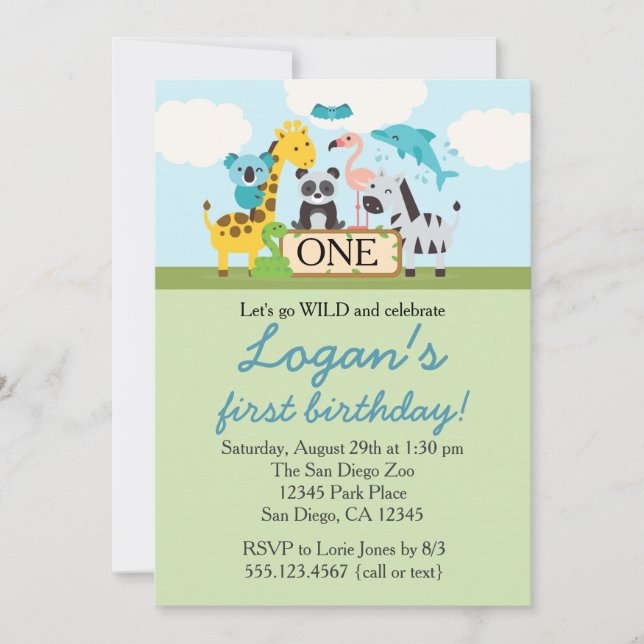 Zoo Safari Birthday Party Invitation (Front)