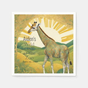Zoo Safari Giraffe Wild ONE Birthday Party Napkins
