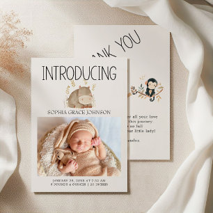 Zoo Safari Nursery Animals Baby Announcement