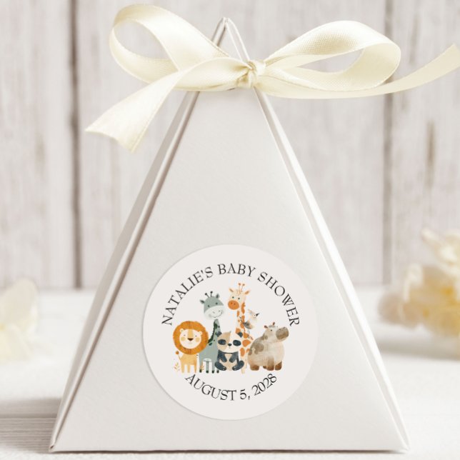 Zoo Safari Nursery Animals Baby Shower Classic Round Sticker (Creator Uploaded)