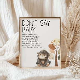 Zoo Safari Nursery Animals Baby Shower Game Poster