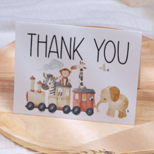 Zoo Safari Nursery Animals Baby Shower Letterpress Thank You Card