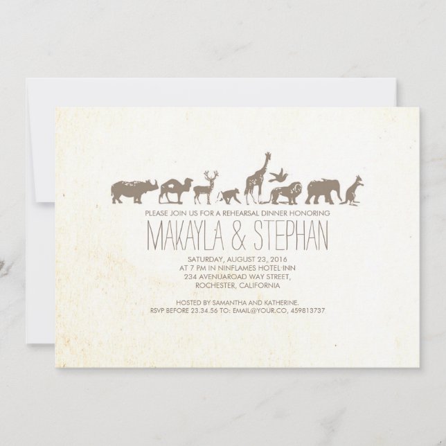Zoo Safari Rehearsal Dinner Invitation (Front)