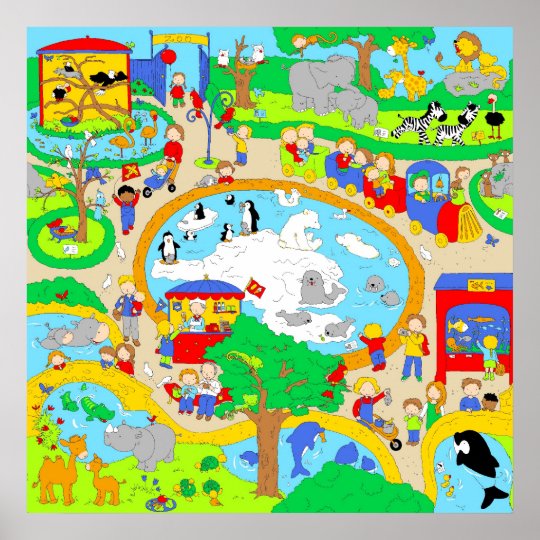 Zoo scene poster | Zazzle