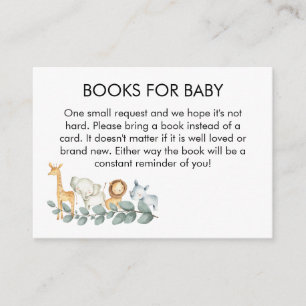 Zoo Theme Baby Shower Book Request Enclosure Card