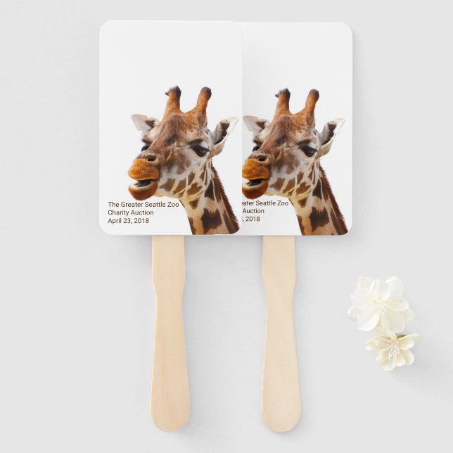 Zoo Themed Auction Paddle Hand Fan (Front and Back)