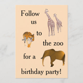 Zoo Themed Birthday Party Invitations