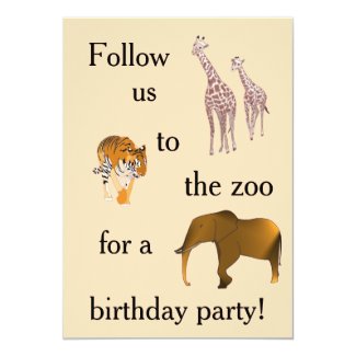 Zoo Themed Birthday Party Invitations
