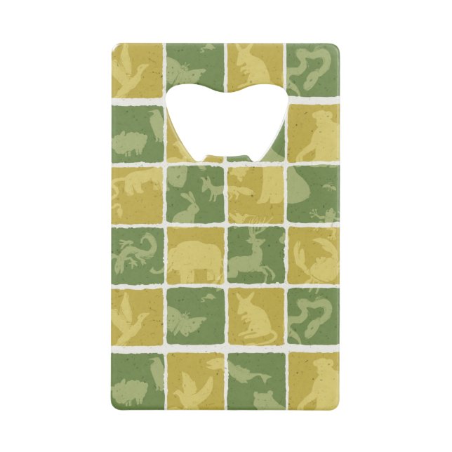 zoo themed pattern credit card bottle opener (Front)