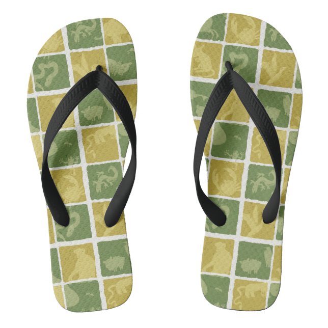 zoo themed pattern flip flops (Footbed)