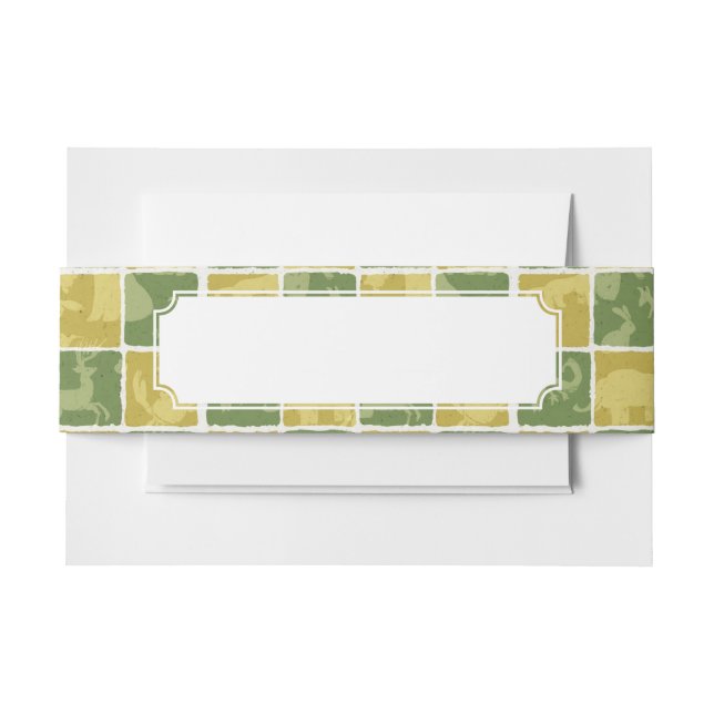 zoo themed pattern invitation belly band (Front Example)