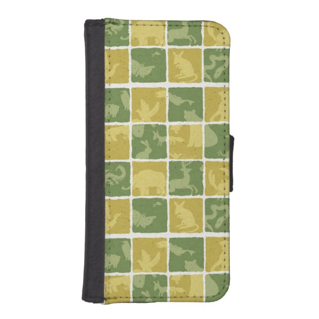 zoo themed pattern iPhone wallet case (Front)