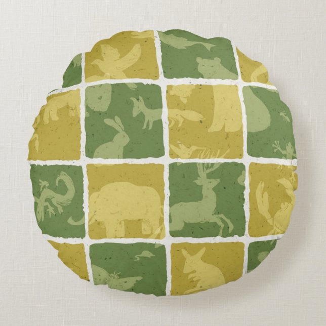 zoo themed pattern round pillow (Front)
