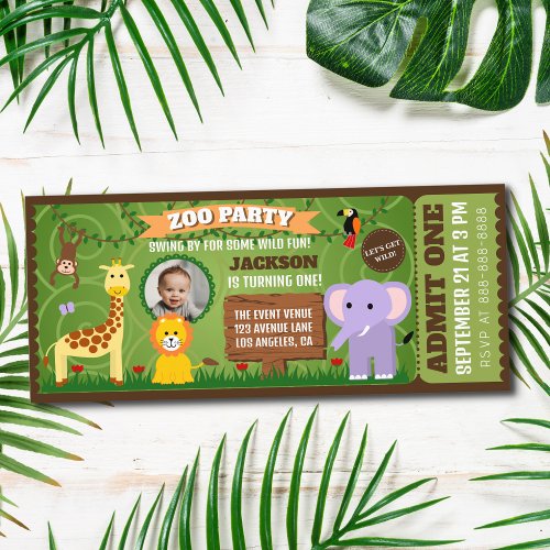 Zoo Ticket Wild Animal Safari Kids Birthday 