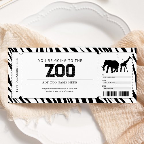 Zoo Trip Gift Ticket Voucher Coupon Invitation