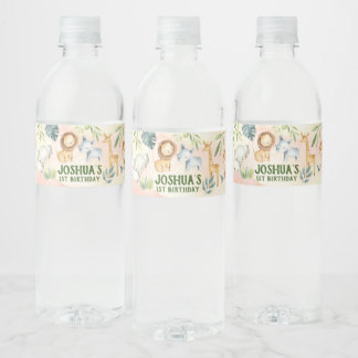 Zoo Water Bottle Label, Safari Wild One Label