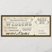 Zoo wedding invitation tickets