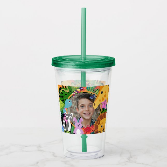 Zoo Wild Animal Jungle Safari Kids Birthday  Acrylic Tumbler (Front)