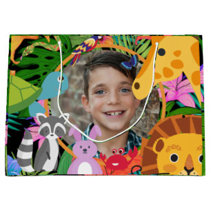 Zoo Wild Animal Jungle Safari Kids Birthday Large Gift Bag