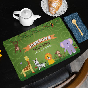 Zoo Wild Animal Jungle Safari Kids Birthday Placemat