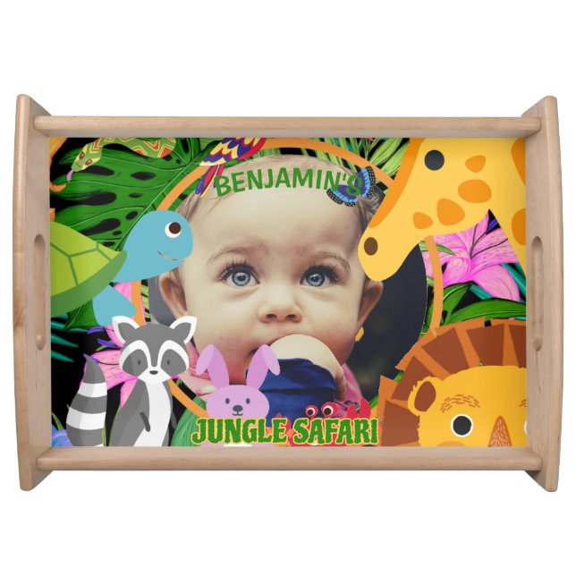 Zoo Wild Animal Jungle Safari Kids Birthday Serving Tray (Front)