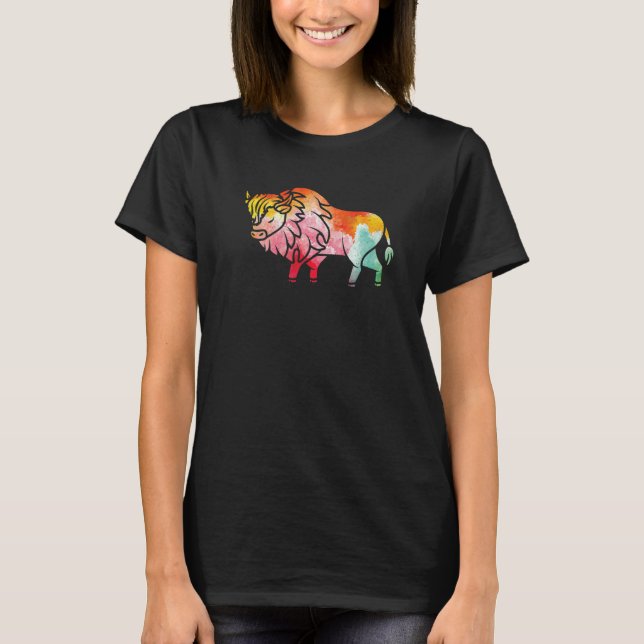 Zoo Wildlife Animal  Zookeeper Buffalo Bison Color T-Shirt (Front)