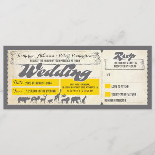 Zoo wildlife animals wedding invitation tickets
