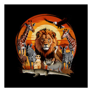 Zookeeper African Animals Design Cute Zoo Art Poster